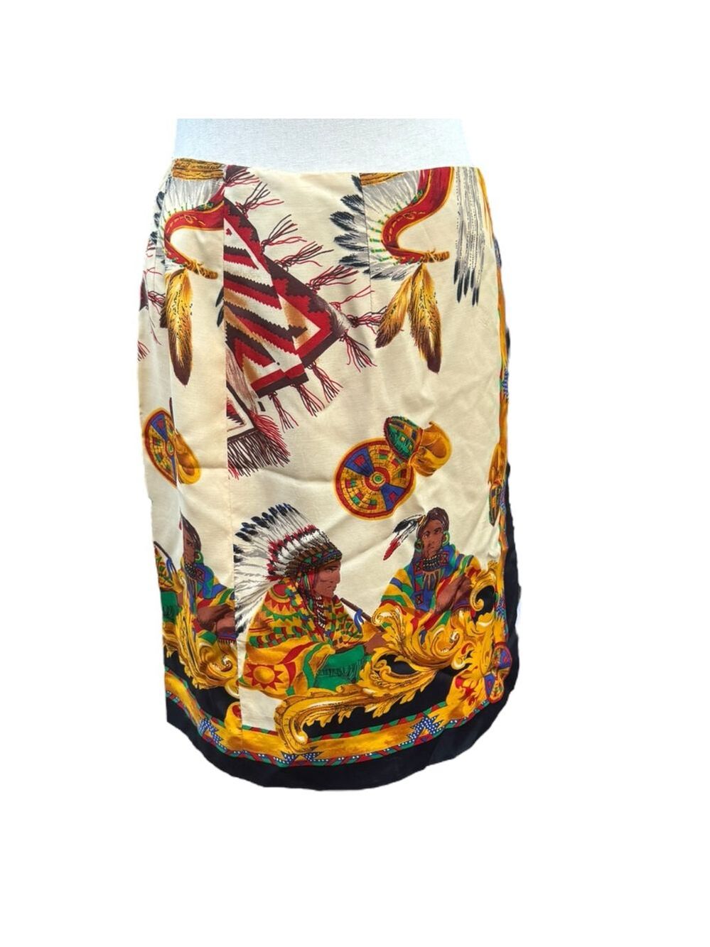 Vintage Preston & York Native Print Pencil Skirt 6 Bold Western Boho Statement - Picture 9 of 13
